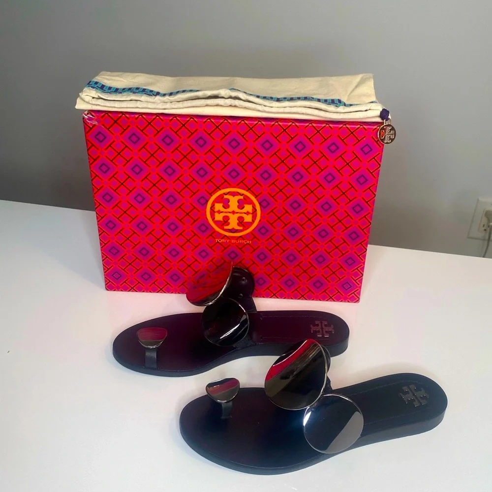 Tory Burch / Patos Multi Disk / Sandals / Gray and Black / Size 7 - Picture 8 of 12